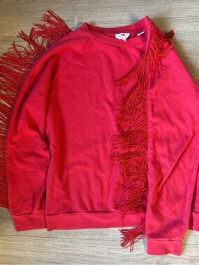 Levi's Red Fringe Crewneck Sweater